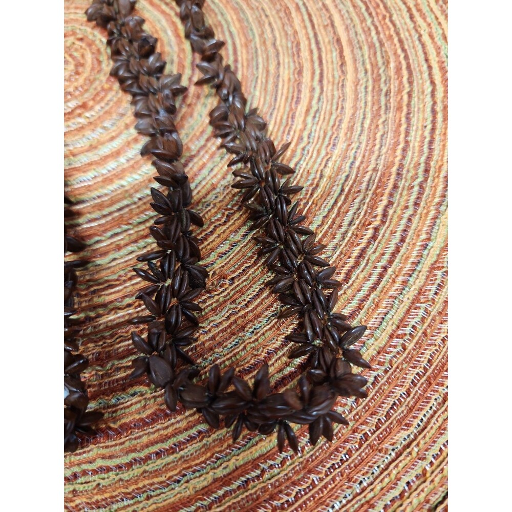 Vintage Hawaiian Koa Seed Souvenir Lei/Necklace 46 Inch Hipster Boho Vibe